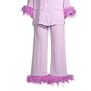 Sleeper Pajama Set with Feather Trim with detachable feathers